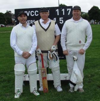 *Three great mates in front of the scoreboard: L-R John Talone, Darren Nagle and Ian Denny.
